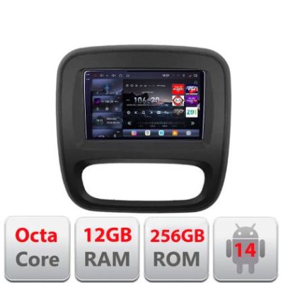 Navigatie Renault Trafic 2014-2017 Edotec Kit-rt09 8 core QLED 2K 12+256GB 360 Android Waze USB Navigatie Internet Youtube Radio
