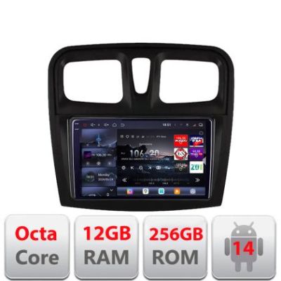 Navigatie Dacia Sandero 2012-2020 var B Android radio gps internet  8 core QLED 2K 12+256GB 360 Edotec