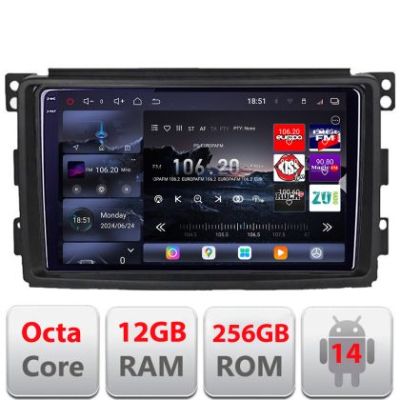Navigatie Smart 2005-2010 Edotec Kit-SMART05 8 core QLED 2K 12+256GB 360 Android Waze USB Navigatie Internet Youtube Radio