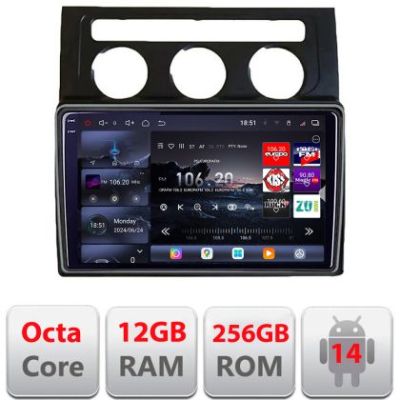 Navigatie VW Touran 2003-2009 clima automata Edotec Kit-touran2 8 core QLED 2K 12+256GB 360 Android Waze USB Navigatie Internet Youtube Radio