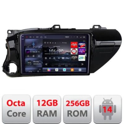 Navigatie Toyota Hilux 2016- Edotec Kit-TY59 8 core QLED 2K 12+256GB 360 Android Waze USB Navigatie Internet Youtube Radio