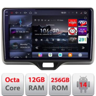 Navigatie Toyota Yaris 2020- Android radio gps internet 8 core QLED 2K 12+256GB 360 Edotec