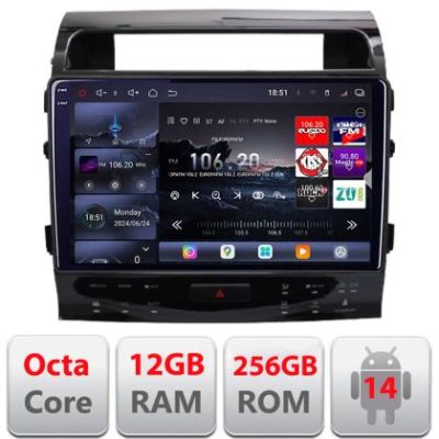 Navigatie Toyota Land Cruiser V8 L200 2009-2020 Qled 2K Octa Core 12+256GB LTE 4G DSP Wifi 5Ghz android auto carplay radio gps internet kit-381-type-b+EDT-E810-2K