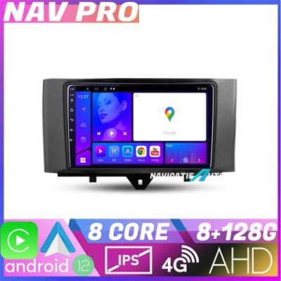 Navigatie Smart For Two 2010 2015 KIT Smart10 EDOTEC-LITE Android Ecran 720P Octa Core 8 128 Carplay